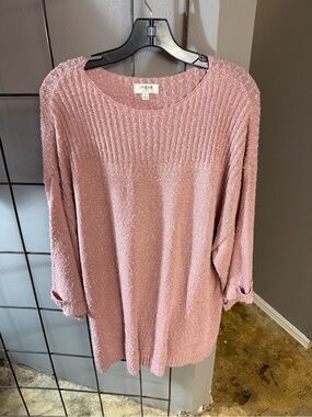 Umgee Dusty Rose Sparkle Knit Pullover